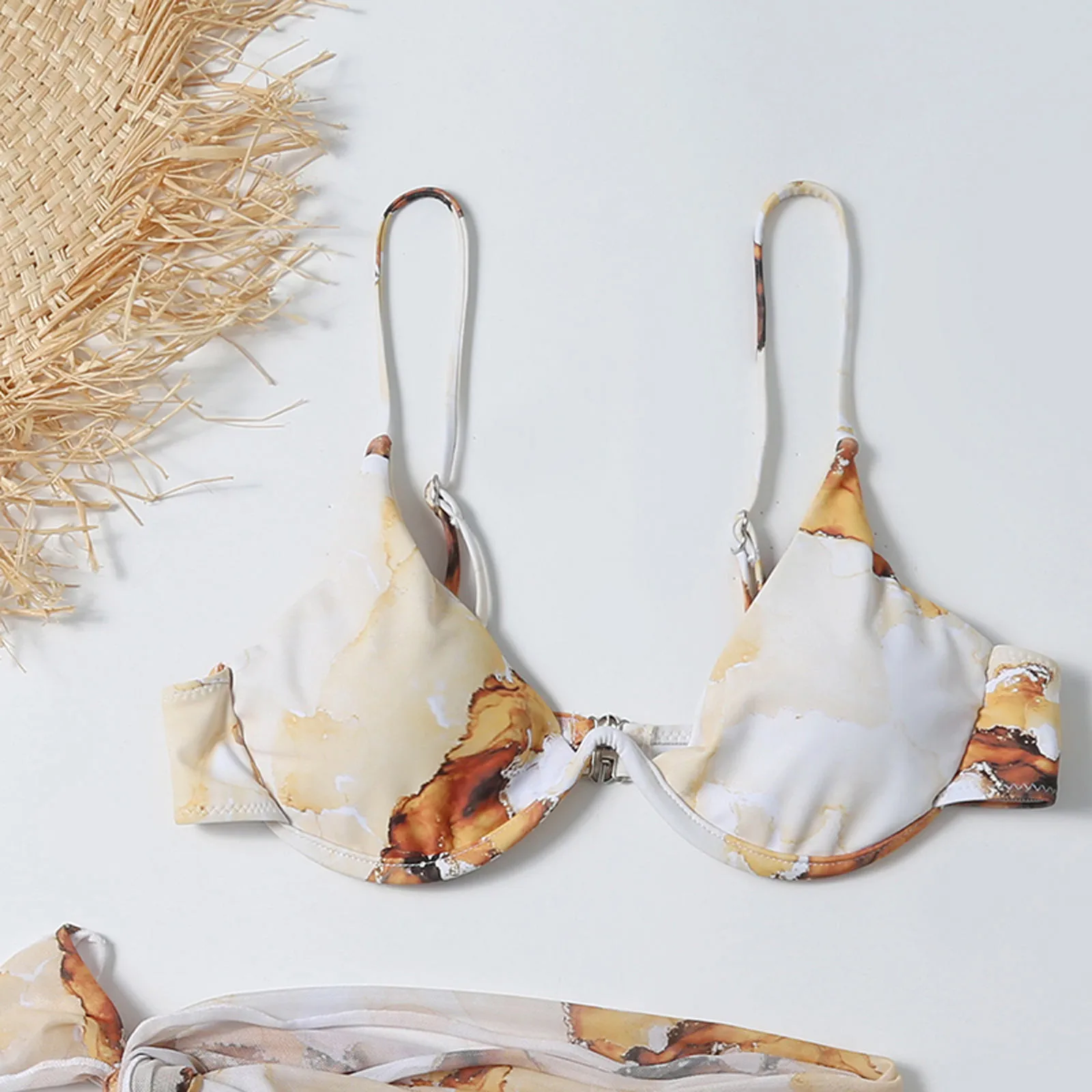 3 шт. микро бикини пуш-ап Мягкий купальный костюм женский шифоновый сексуальный