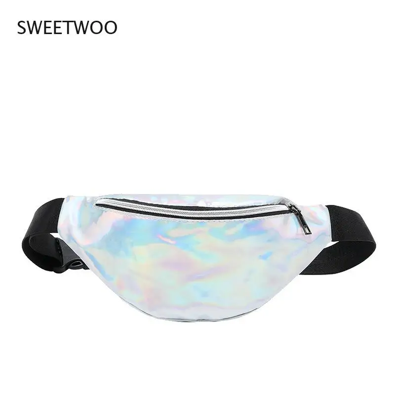 

Pvc Colorful Summer One-Shoulder Messenger Bag Laser Multicolored Sequins Ladies Waist Bag Chest Bag Change Pouch