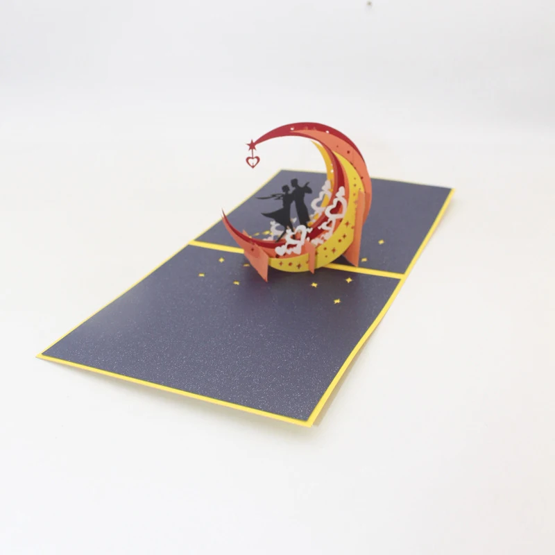 3d открытка ручной работы в виде сердца с лунным свечением бумажные приглашения