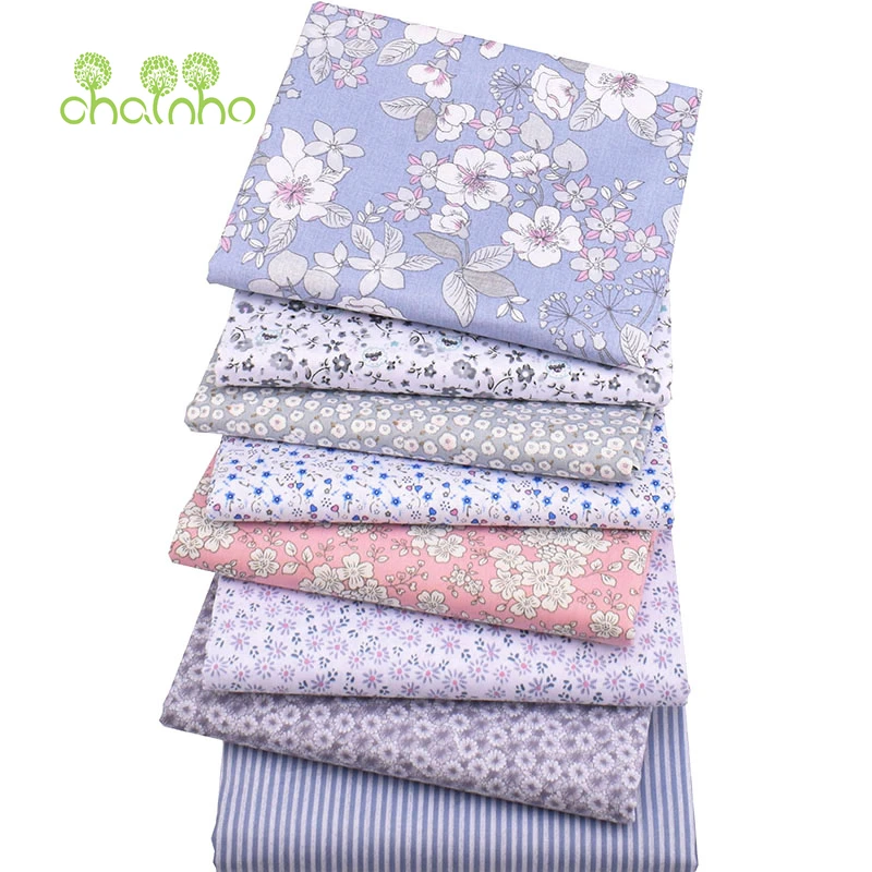 Chainho 8 шт./лот серая Цветочная серия набивная саржевая хлопковая ткань Лоскутная