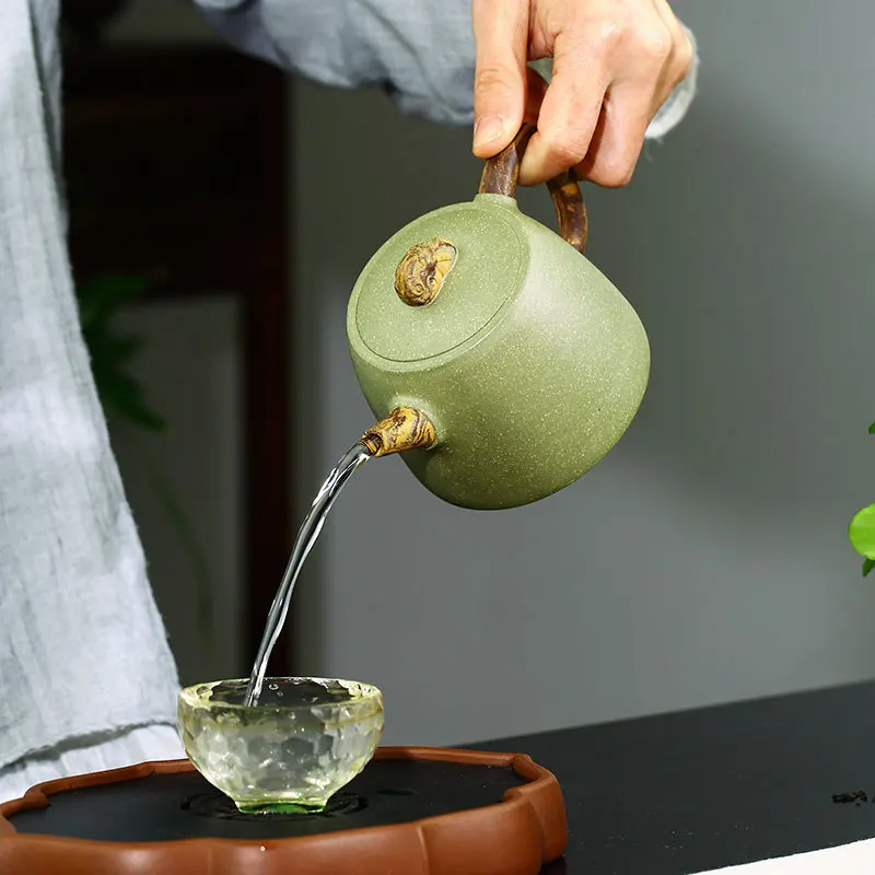 

Yixing Purply Clay Tea Teapot Chinese Zisha Pots Raw Ore Green Mud,Drinkware,Teaware,Suit For Black Tea, Home Decoration