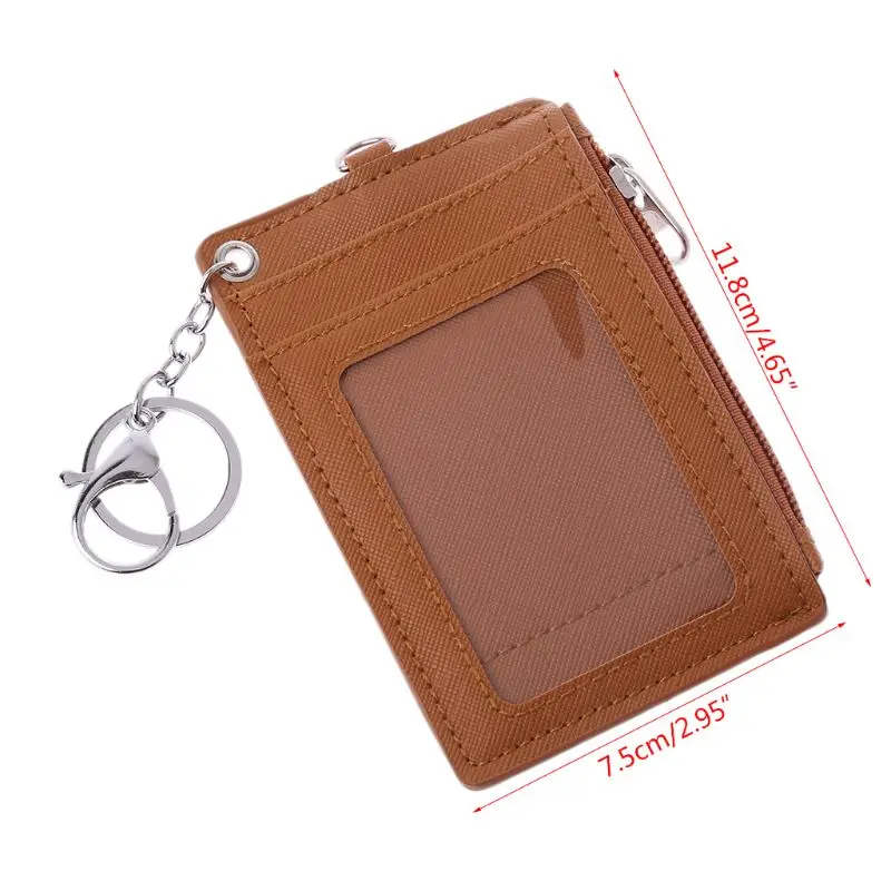 

Portable Leather Business ID Card Credit Badge Holder Coin Purse Wallet Keychain 7XEC