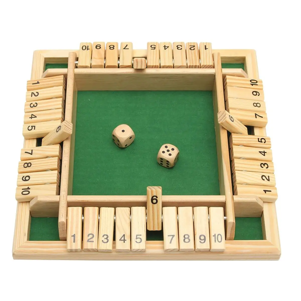 

Wooden Traditional Four Sided 10 Number Pub Bar Board Dice Party Funny Game Toys