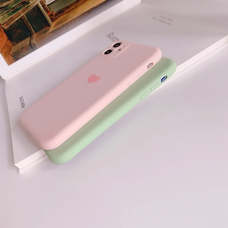 

Fashion Pure color small love mobile phone case for iPhone11 12Pro Max mini X XR XSMax 8 7PluS anti-drop protective back cover