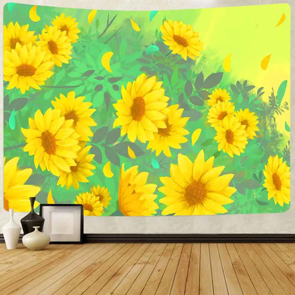 

Yellow Sunflower Tapestry Abstract Galaxy Meteor Shower Art Wall Hanging Tapestries for Living Room Home Dorm Decor