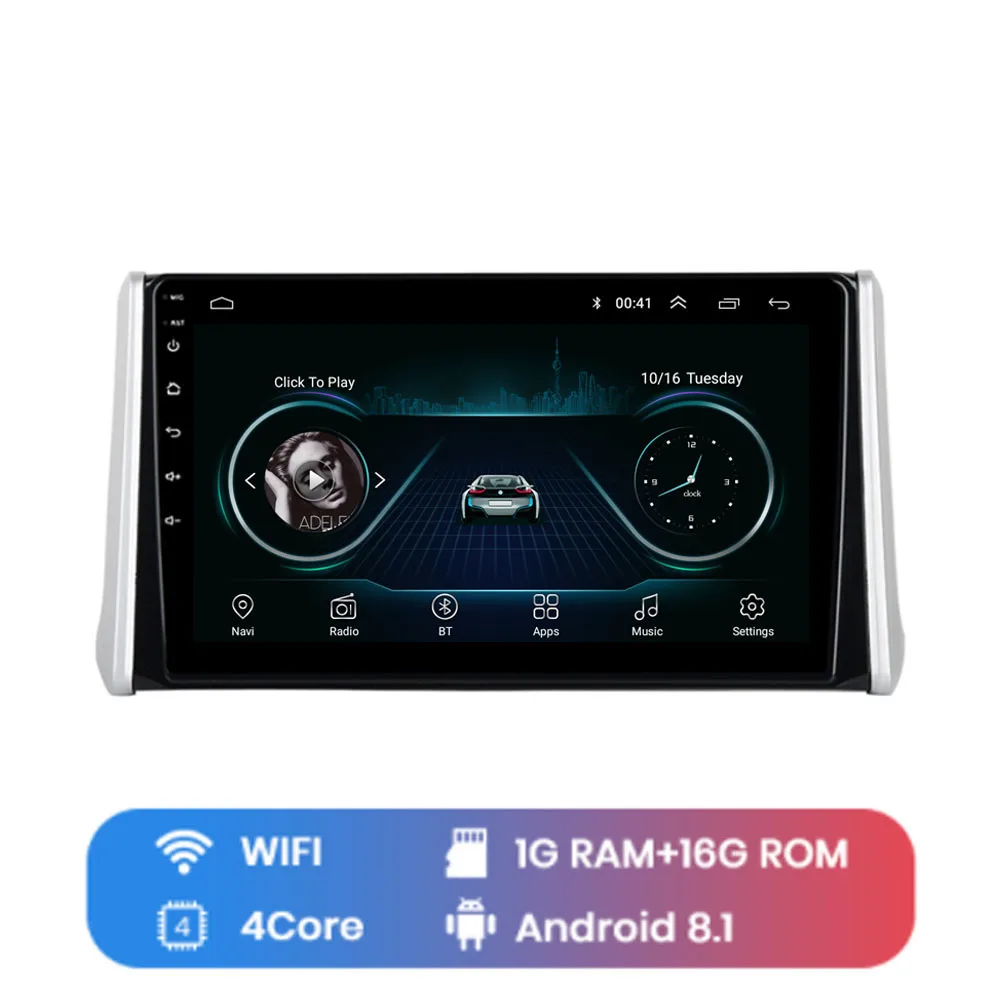 WIFI (1G 16G) 9 ”4G LTE Android 8,1 подходит для TOYOTA RAV4-мультимедийный стерео автомобильный dvd-плеер навигация gps радио - Color: WIFI (1G 16G)