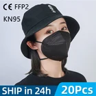 Доставка за 10 дней! 5 слоев KN95 Черная защитная Пылезащитная маска FFP2 респиратор kn95маска для лица защитные многоразовые маски для рта FPP2 FFP3