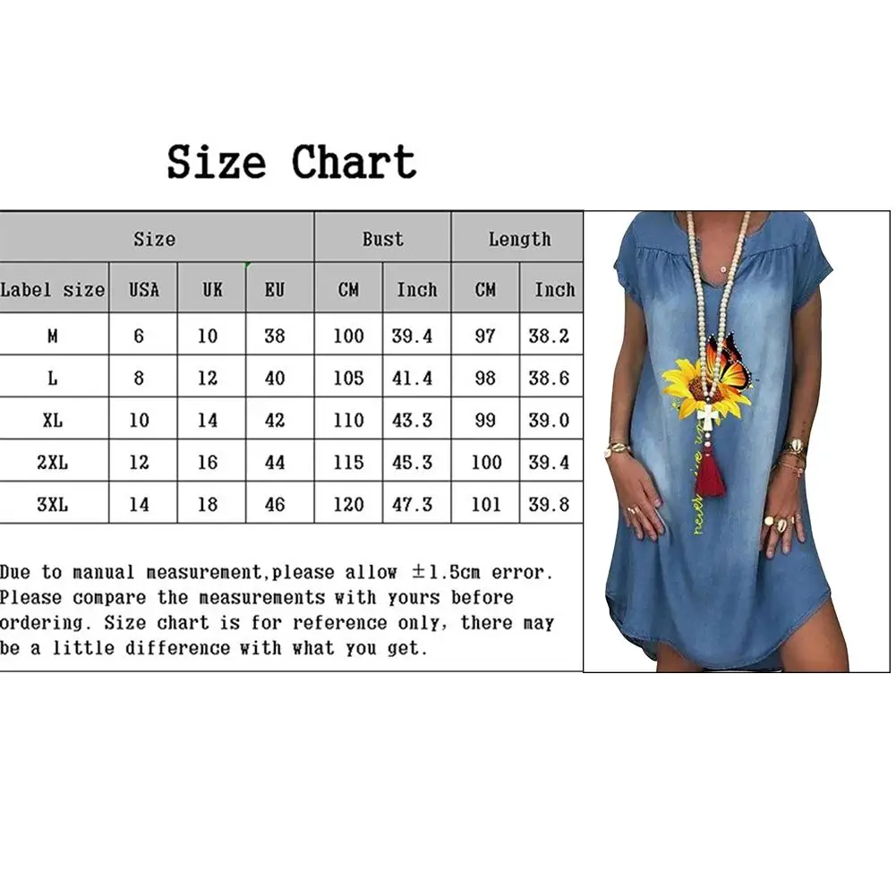 

Mid-length Loose Short Sleeve Flower Denim Dress For Women Summer Elegant Female Dress Ladies Loose Vestidos