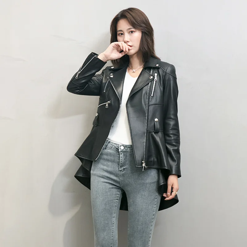 2021 Spring Autumn Chic women's Genuine leather jackets High quality sheepskin Real leather coat C625