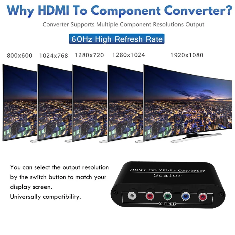 HDMI конвертер в YPbPr 5RCA RGB с адаптером для сканера поддержка 1080P HDTV монитора |