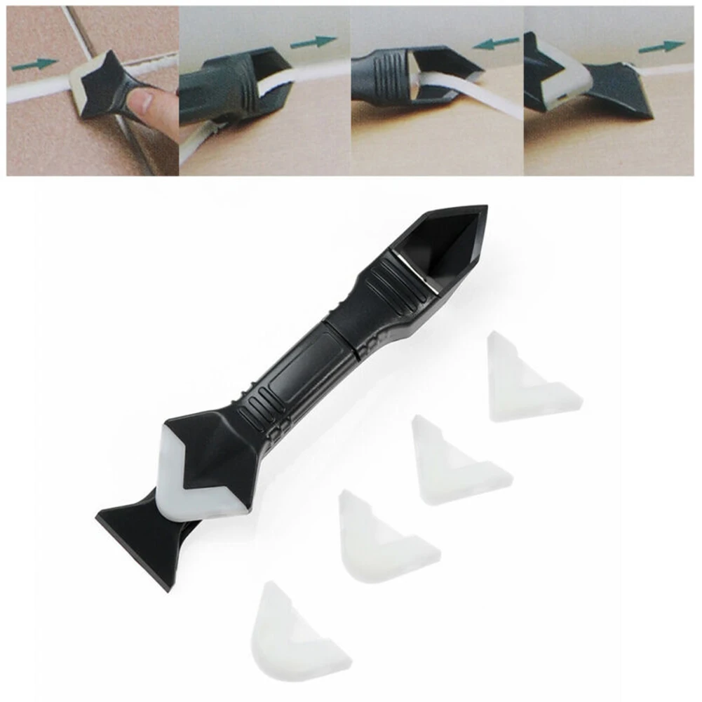 

5pc Silicone Scraper Caulking Grouting Sealant Finishing Clean Remover Tool Kit Silicone+plastic 19cm*2.8cm