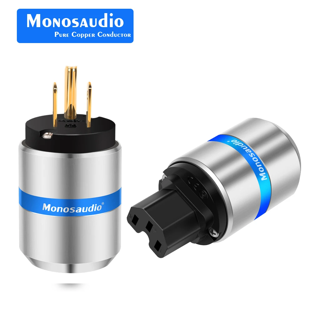 

Pair Monosaudio M106G/F106G 99.998% Pure copper hifi audio US version AC Power Plug Connector 10A/250V 15A/125V Audio Grade