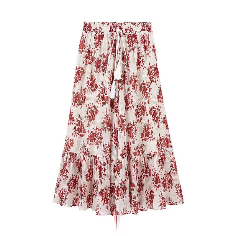INMAN 2019 Autumn New Arrival Elastic Waist Floral Literary Young Girl Romantic Slim Chiffon Women Skirt | Женская одежда