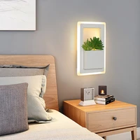 22x15cm creative modern led wall light for bedroom light bedside wall lights with plant white color wall lamp sconce fixtures