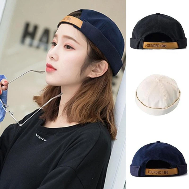 

Letter Adjustable Men Women Skullcap Sailor Baseball Cap Beanies Brimless Hat