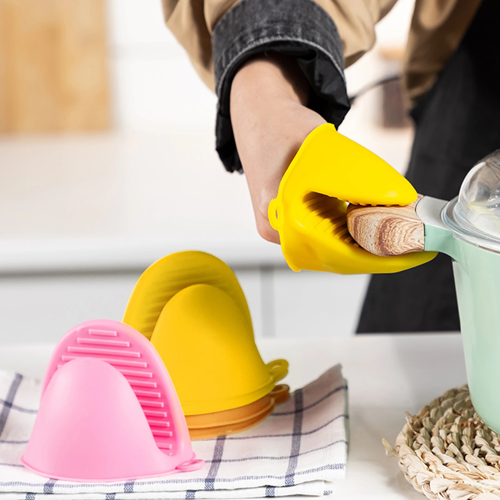 Силиконовые термостойкие перчатки с зажимами 1 шт. изоляция антипригарные