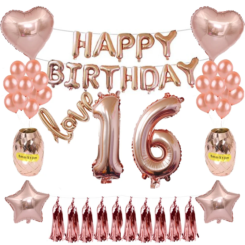 Роуз Золотой Фольги воздушные шары в форме цифр латексный воздушный шар