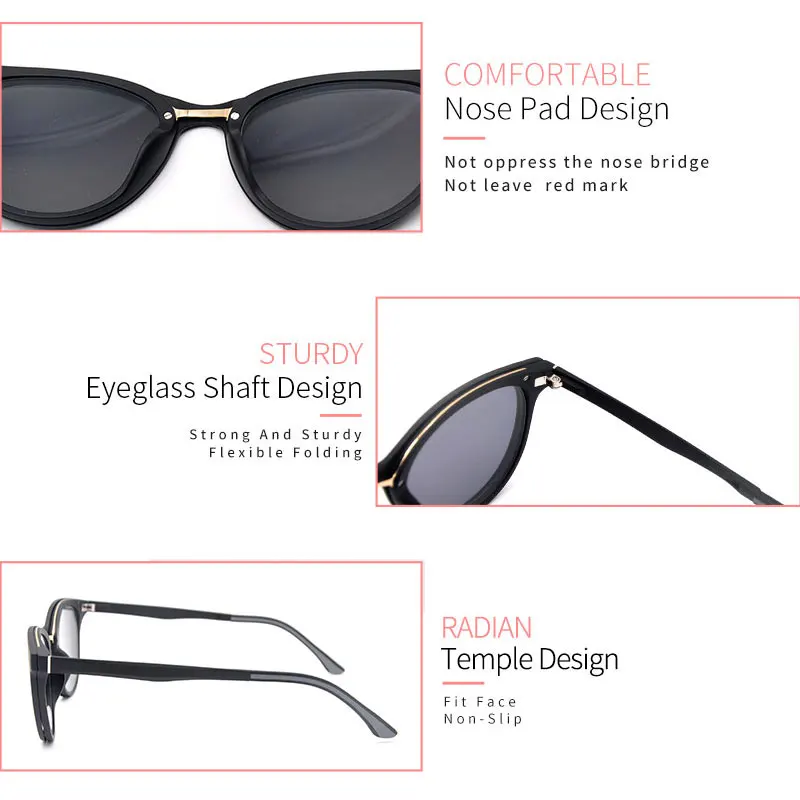

LUCIDIE Fashion Men Women Magnetic Clip Sports Sunglasses Vintage Ultem Sun Glasses Retro Eyewear Shades Male Driving Goggles