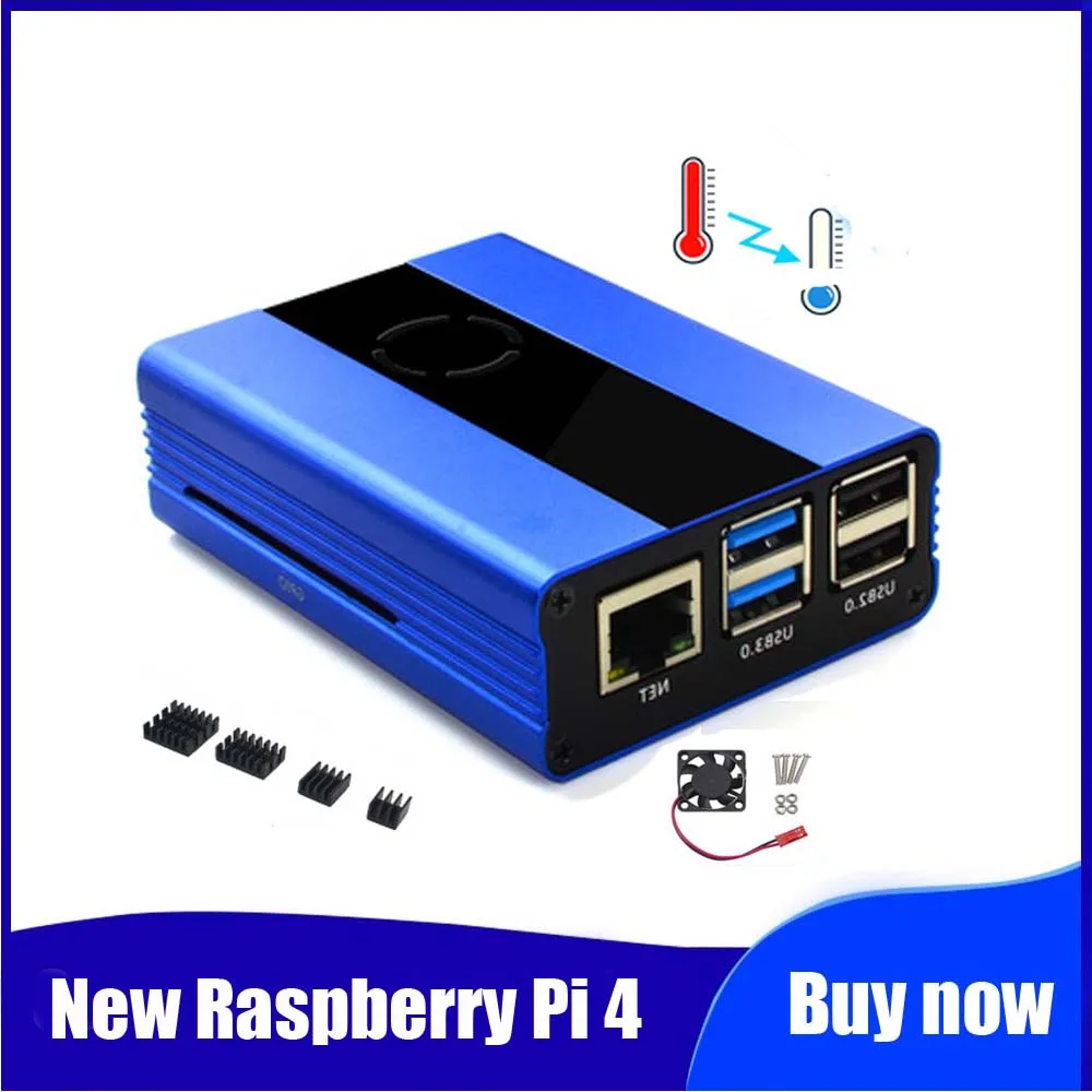 Новый алюминиевый корпус Raspberry Pi 4 Model B вентилятор охлаждения радиатор для pi 4B
