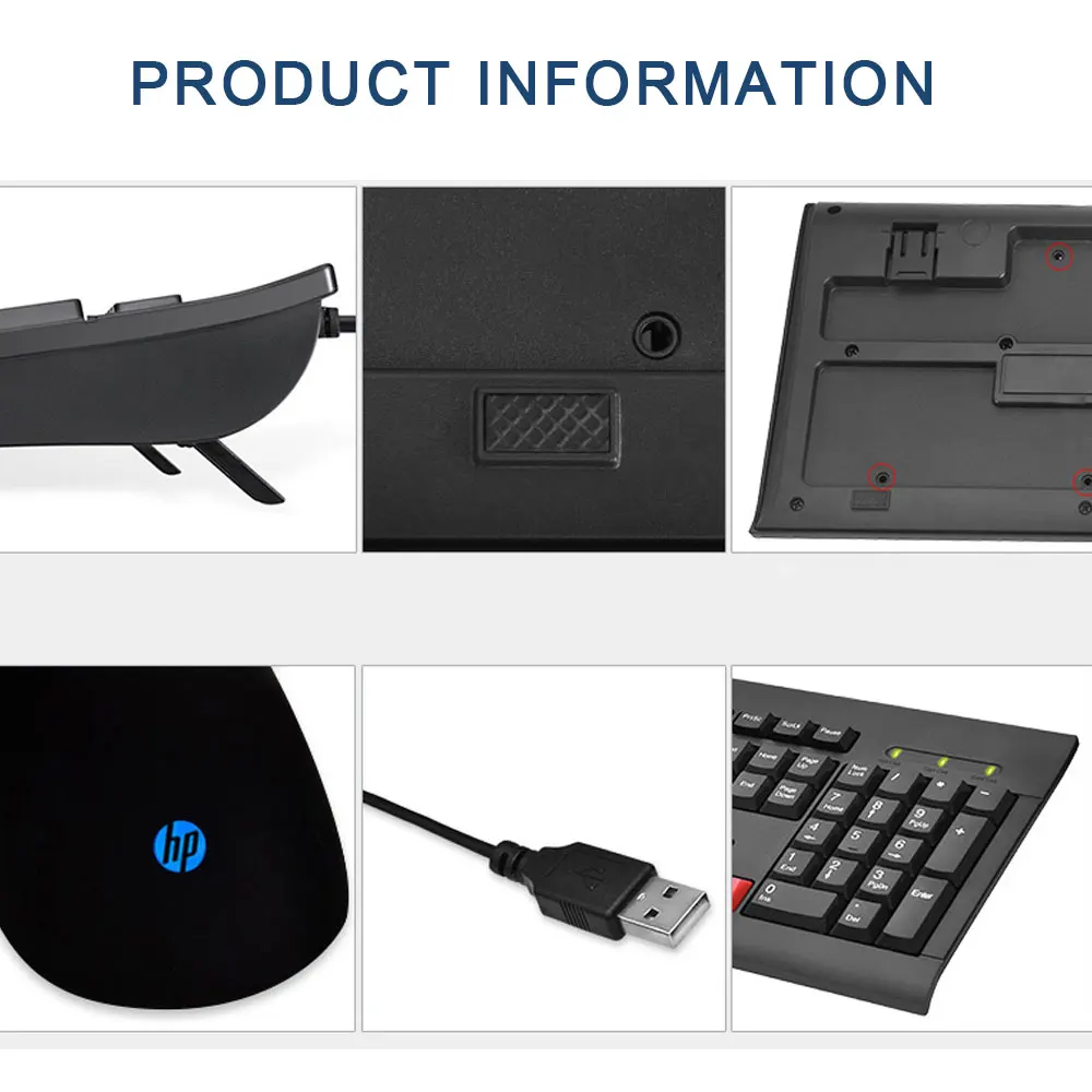 Hp KM100 Проводная клавиатура и мышь Usb Whaterproof клавиатура мышь комбо набор эргономичный дизайн для ноутбука настольного ПК