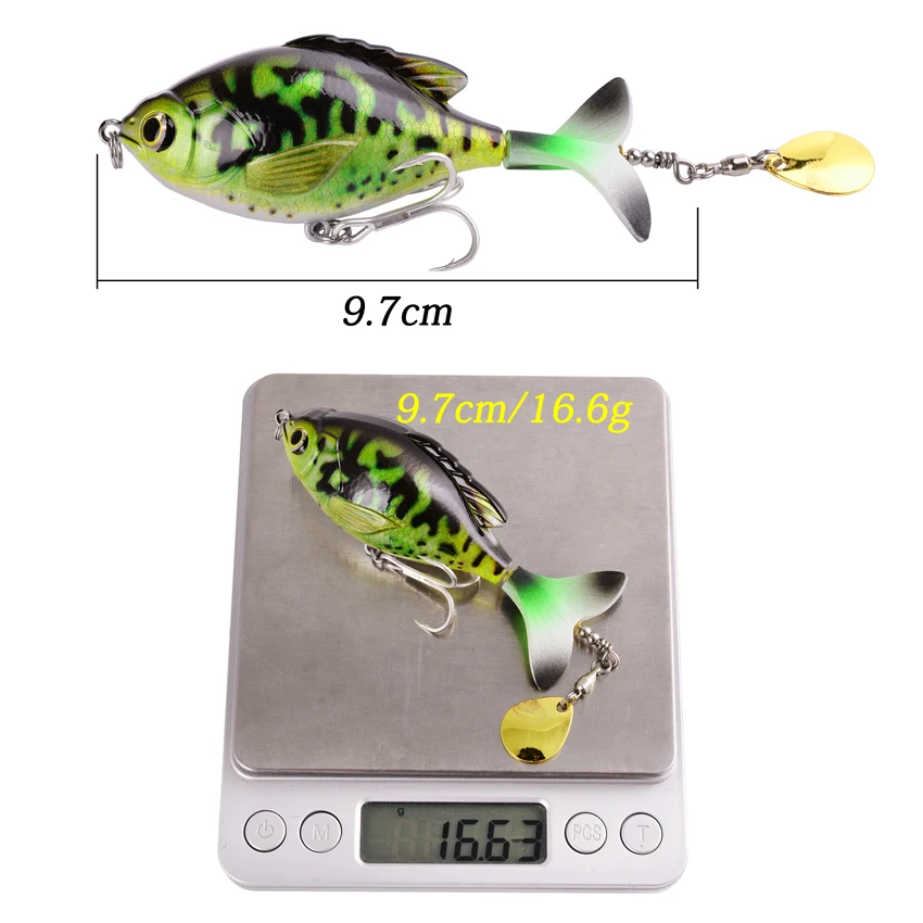 

1Pcs Rotate Tail Popper Lure 9.5cm 16.9g Topwater Wobble Fishing Lures Bass Fishing Tackle VIB Pesca for Fishing Isca Artificial