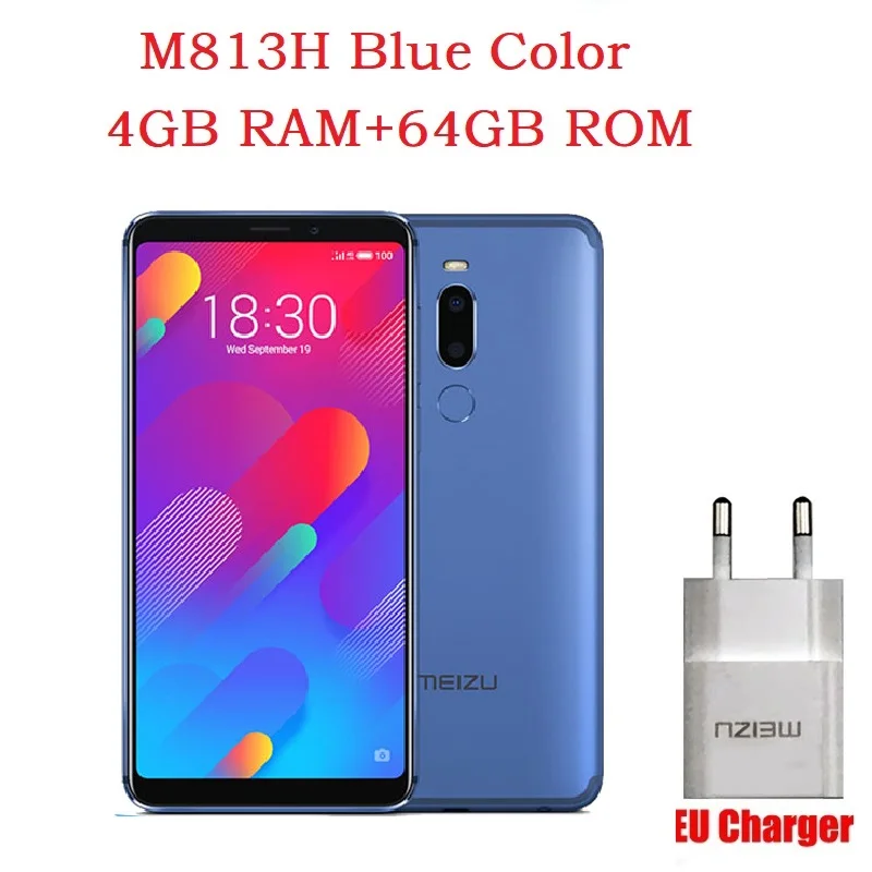 EU Blue 4G 64G Meizu M8, 4 ГБ, 64 ГБ, глобальная версия, V8, смартфон Helio P22, четыре ядра, экран 5,7 дюйма, двойная задняя камера, 3100 мАч, отпечаток пальца - Цвет: EU Blue 4G 64G