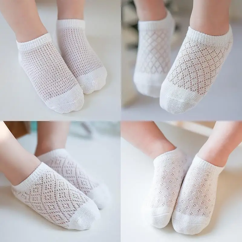 

5Pairs/lot Summer Baby Socks Ankle Thin Breathable Newborn Soft Baby Socks Toddler Kids Boys Girls Solid Hollow Socks 0-8 Y