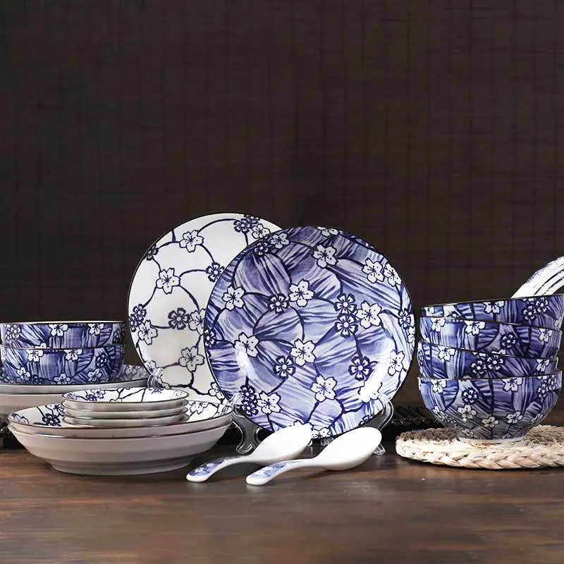 Adeeing 22 шт./компл. столовая посуда круглая форма узор с Сакурой керамическая набор