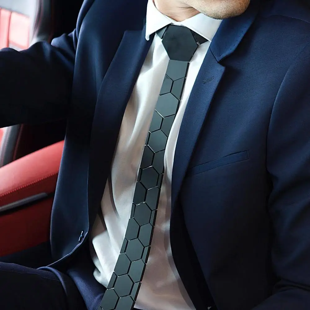 Corbatas hexagonales de lujo para hombre, corbatas elegantes en 20 colores, caja de regalo de 5cm, accesorio de vestido Formal, diseño único, color negro mate