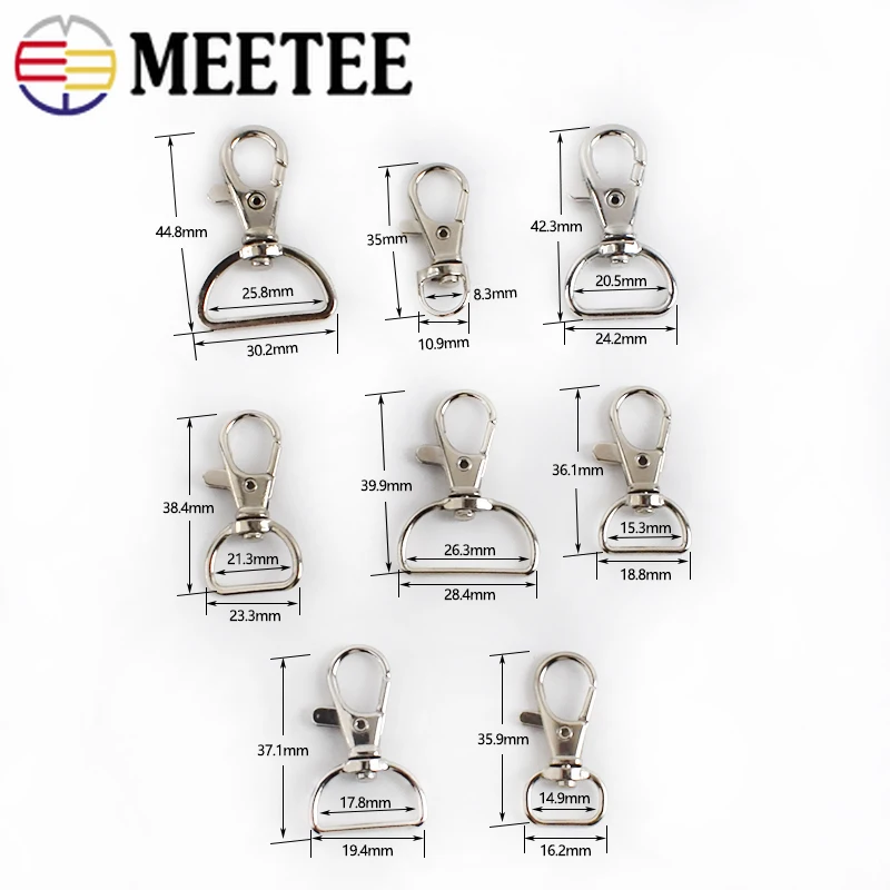 Meetee 20/50 шт металлические сумки пряжки 8/15/19/25 мм Поворотный Триггер Омары застежки
