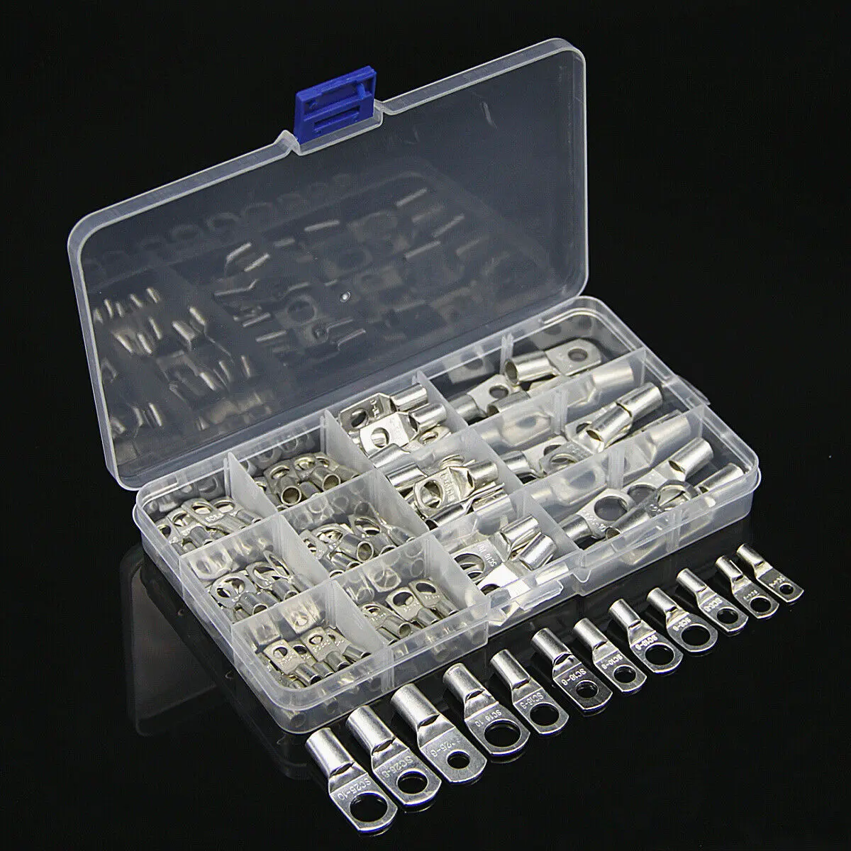 

100Pcs/box Electrical Wire Terminals SC Tinned Copper Lug Ring Connectors Bare Kit Copper Crimp Connectors Current Type AC/DC