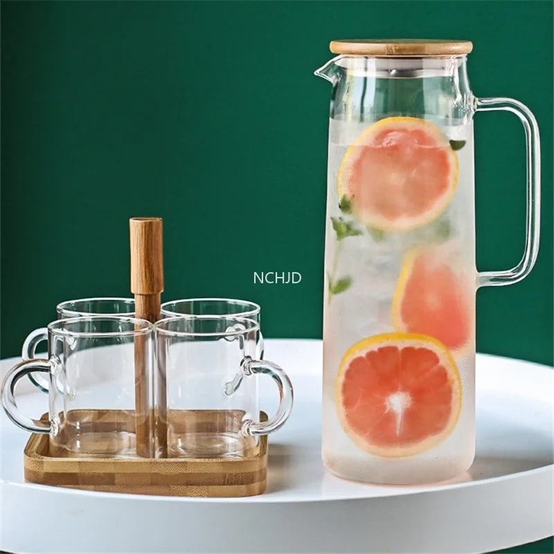 

Стеклянный чайник для воды, бутылка для холодной воды с ручкой, чайник для воды, прозрачный термостойкий чайник для сока, Емкость л