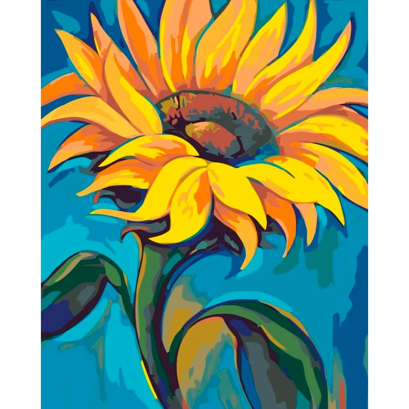 

GATYZTORY Paint By Numbers For Adults Flower Oil Painting On Canvas Handmade Sunflower Wall Art Unique Gift Wall Decor