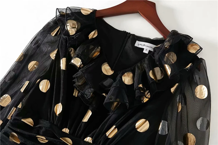 Женское платье-макси Tingfly винтажное Элегантное Длинное платье в Золотой горошек