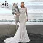 Женское свадебное платье с юбкой годе, элегантное кружевное платье невесты по индивидуальному заказу, модель 2022