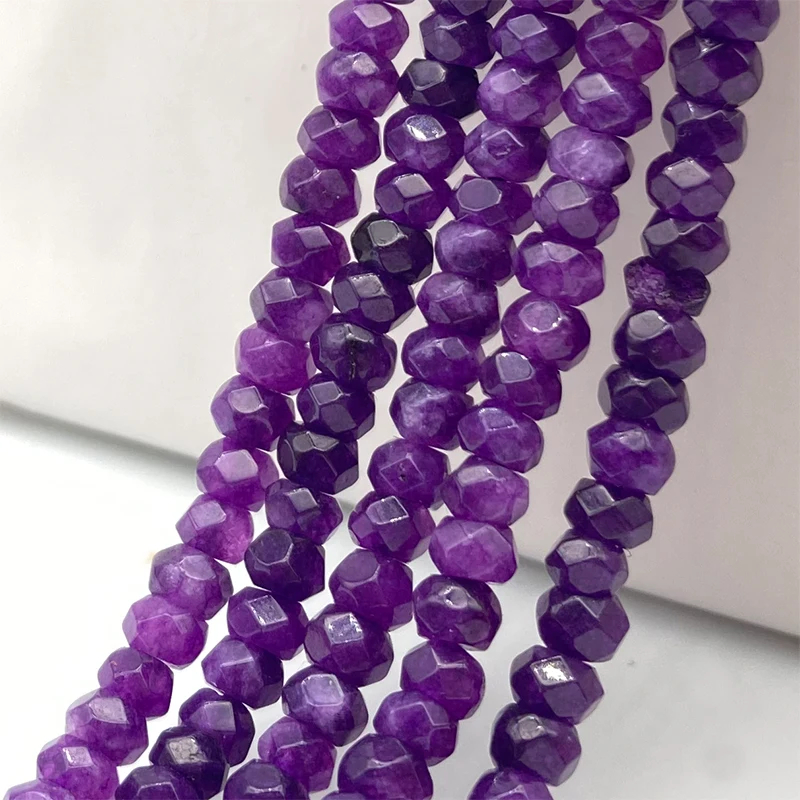 2-4mm Natural Stone Faceted Flat Purple Jades Beads Spacer Loose Beads for Jewelry Making Accessories Necklace Bracelet DIY