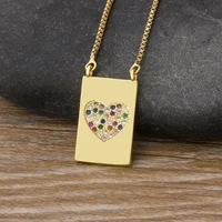 aibef 2021 new fashion gold filled heart pendant for women necklace top quality copper zircon jewelry girl birthday party gift