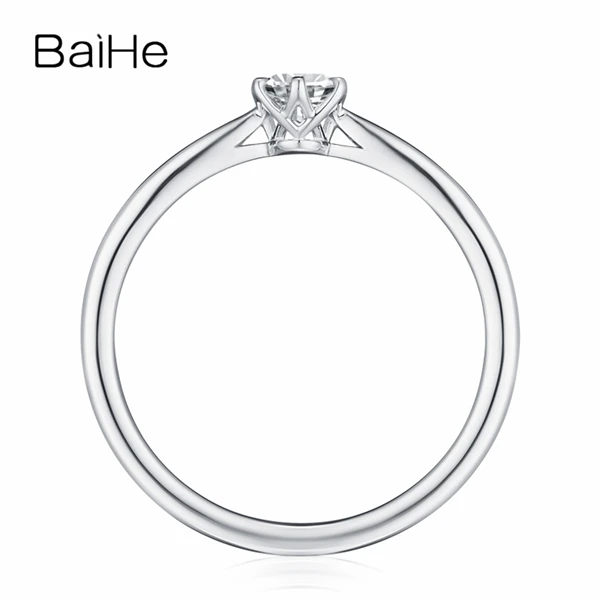 BAIHE Solid 10K белое золото(AU417) Сертифицированный 0.25ct круглый вырез тренд Moissanite свадебные женские ювелирные изделия элегантные Подарочные Кольца