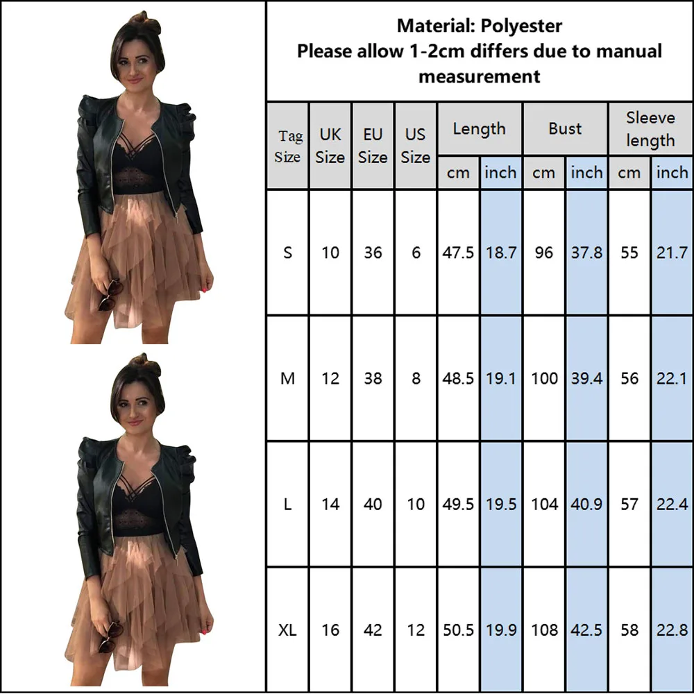 

Black Faux Leather Jacket for Women Fashion Pu Leather Lady Coat Jackets with Zipper Outerwear Long Sleeve O Neck Female Top