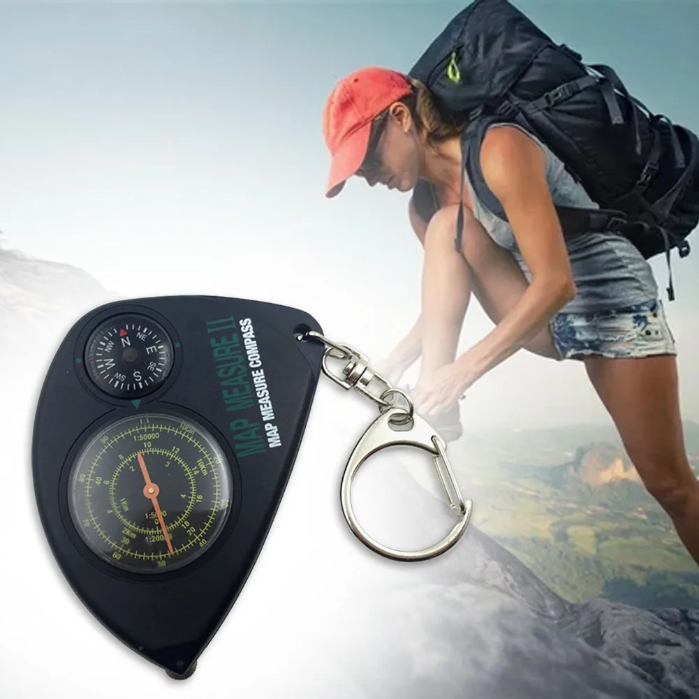

Curvimeter 2 In 1 Outdoor Camping Hiking Climbing Multifunctional Map Measurer Direction Guide Travel Gift Mini Retro Keychain