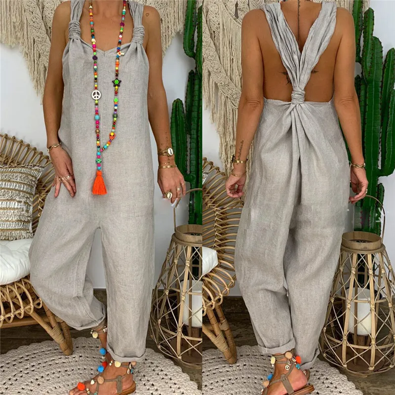 Fashion New Women Casual Strap Dungarees Overalls Jumpsuit Ladies Girls Trousers Pants Long Loose Solid Playsuit 2021