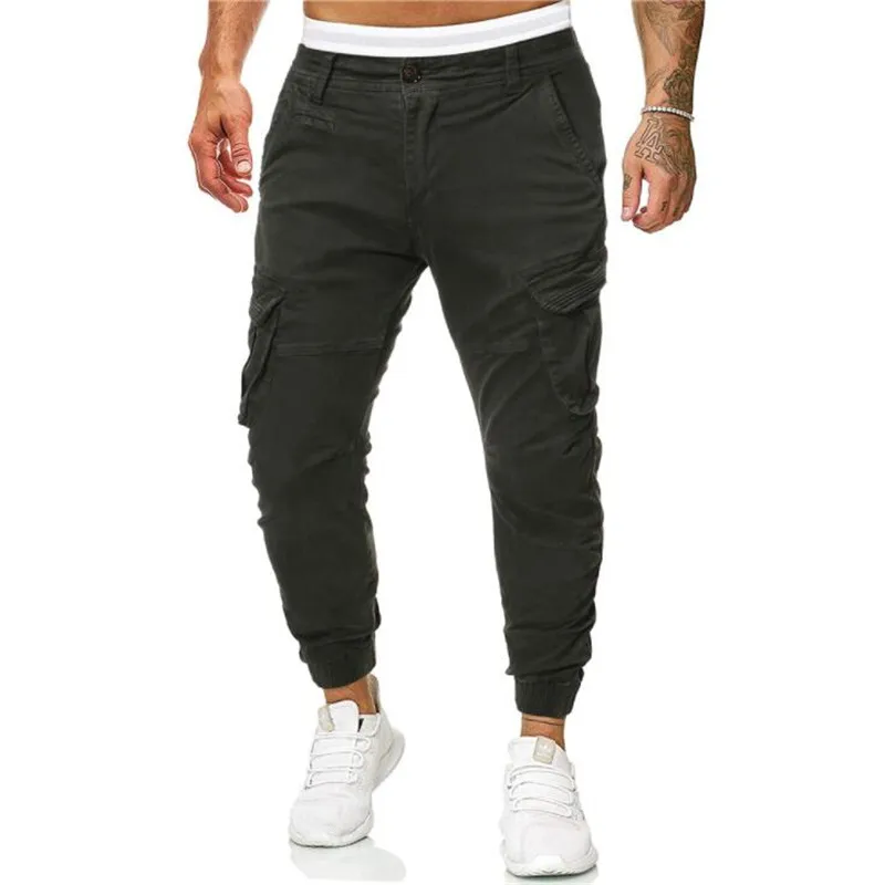 Осенние и зимние мужские хлопковые повседневные рабочие брюки с узкими ногами
