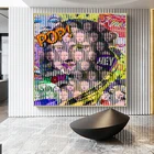 Цифровые слова любви абстрактный граффити Мона Лиза Картина на холсте постер и печать настенные картины Куадрос для декора гостиной