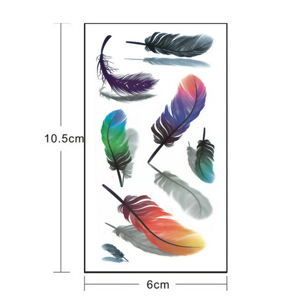 

1pcs Waterproof Temporary Tattoo Sticker On Body Art Color 3D Feather Women Tattoo Water Transfer Fake Tattoo Flash Tattoo