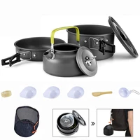 portable camping cookware water kettle pan pot bowl cup alumina cooking kits tableware utensils hiking picnic camping equipment