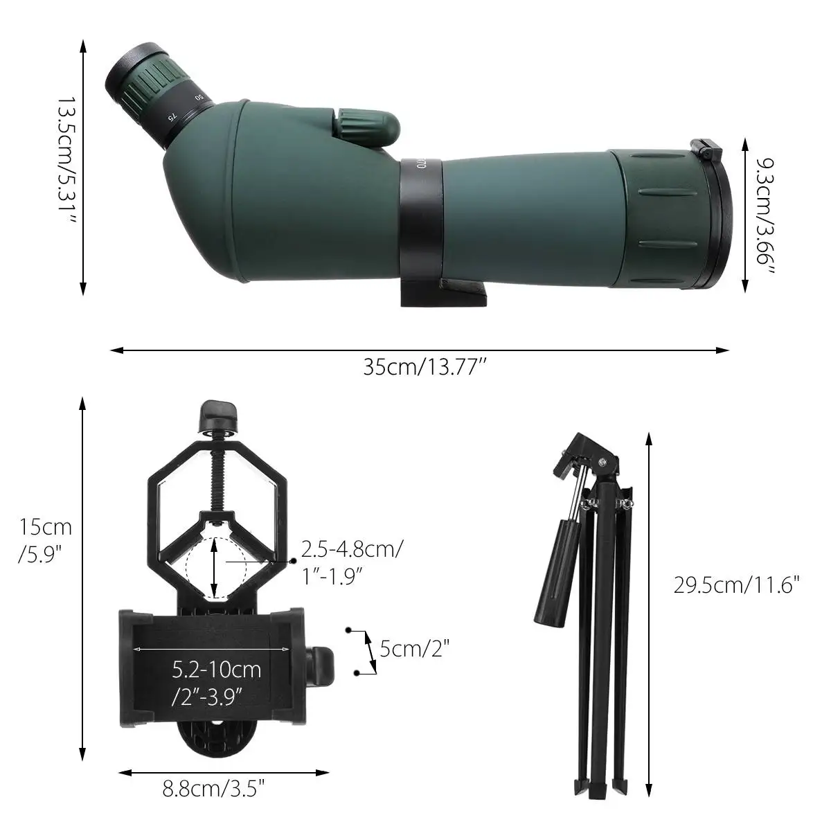 

25-75X70 HD Optic Telescopio Monocular Eyepiece Telescope for Bird Watching Night Vision Spotting Scope Waterproof
