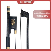 lommi gold braided carbon fiber violin bow 44 full size aa grade mongolia horsehair abalon shell slide ebony frog fast response