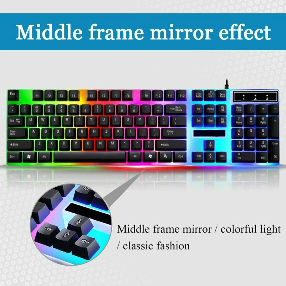 

USB Wired Gaming Keyboard Mouse Set LED Backlit Gamer Ergonomic Mechanical Keyboard And Mouse Set For Mac Pc Computer Desktop