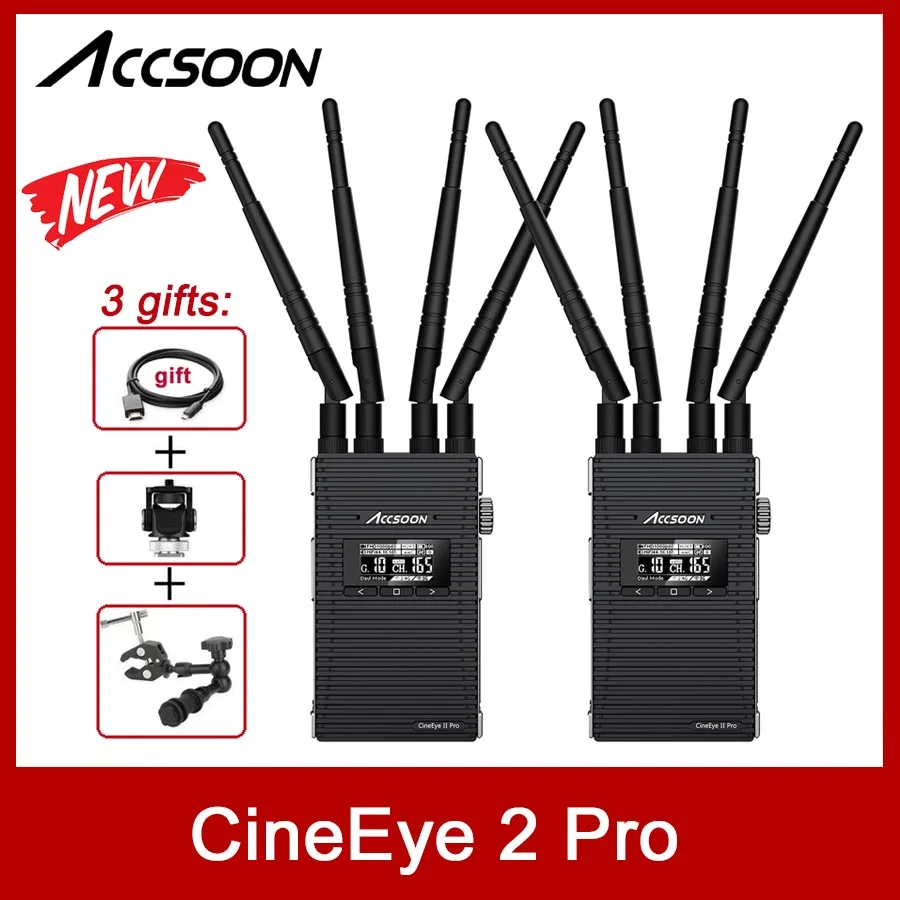 

ACCSOON CineEye 2 Pro Беспроводная передача с монитором двухканальный 1200ft видео передатчик Reveiver для iPad телефона камеры