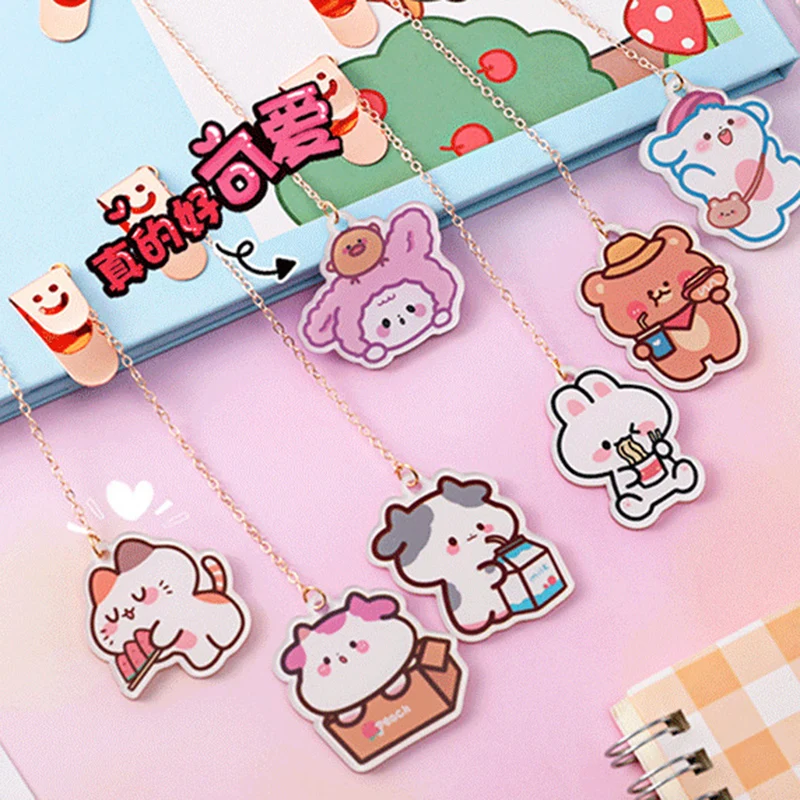 

Cute Cartoon Dog Rabbit Pendant Metal Bookmarks Book Marker Page Clip Stationery